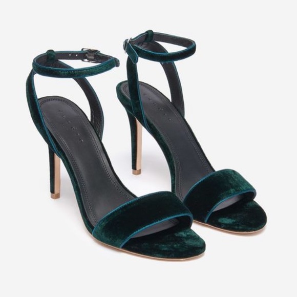 Sandro Nina dk green velvet sandals - Picture 1 of 6